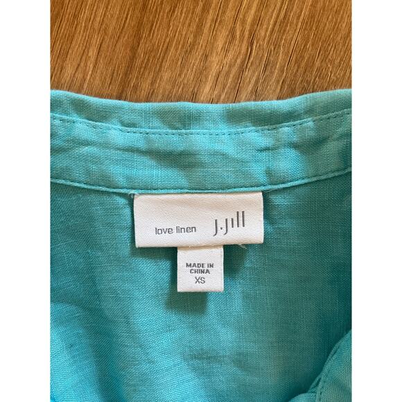 J.Jill Love Linen Button Up Sleeveless Blouse Size XS Aqua Tunic Lagenlook Linen - Picture 3 of 7